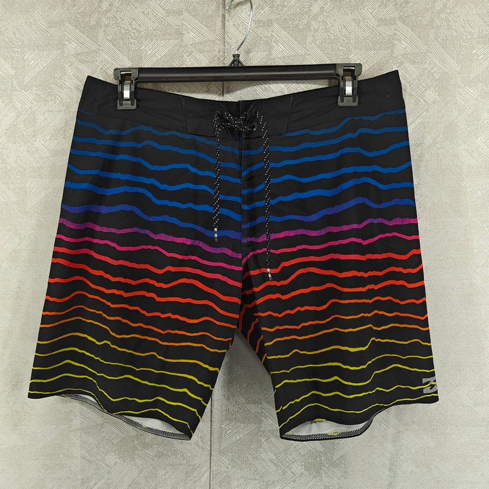 Billabong Board Shorts Men 34 Black Rainbow Airlite Sundays Surf Swim Trunks
